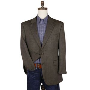 Jos A Bank Sport Coat Blazer Jacket 42R Brown Houndstooth Wool